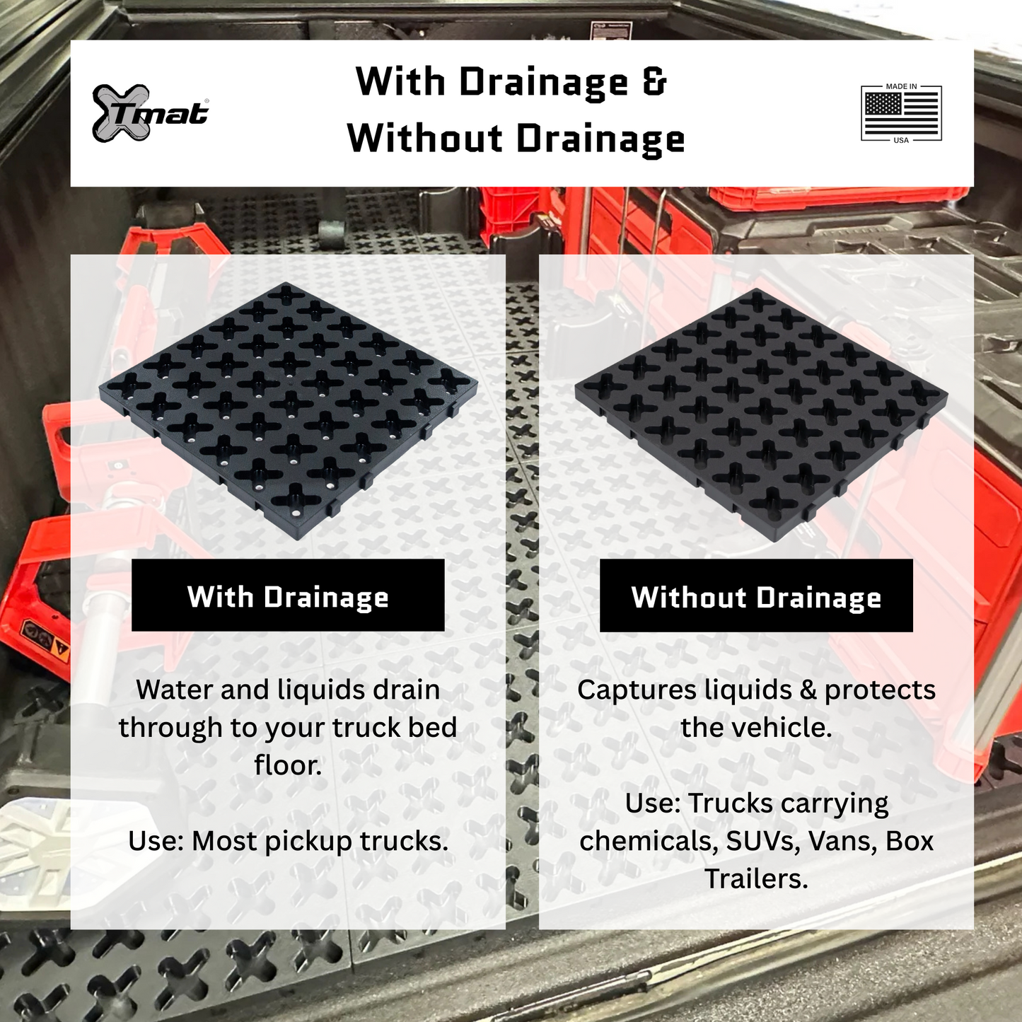 12" x 12" Tmat Interlocking Panel - with Drain Holes (Single)