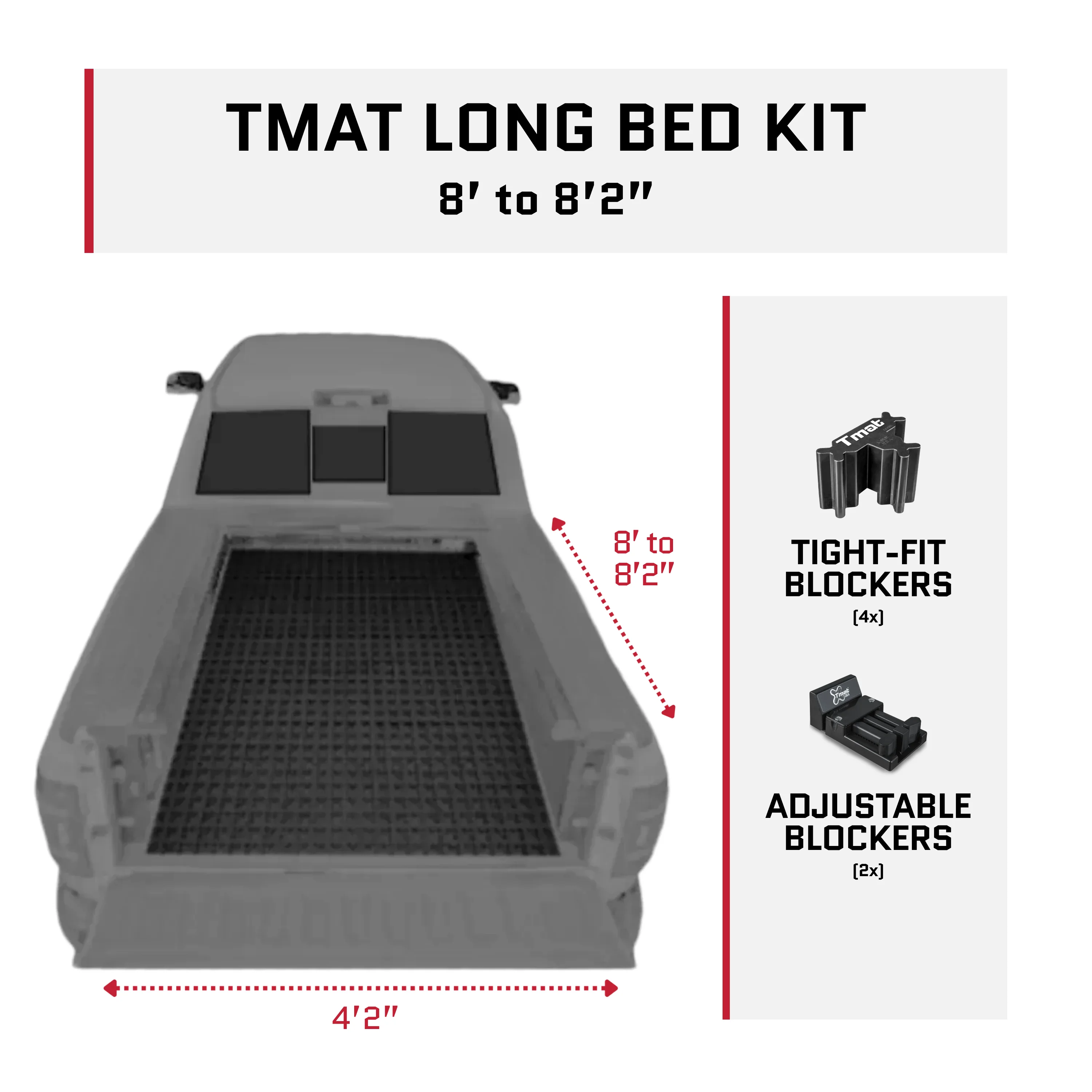 Tmat Truck Bed Organizer Slide Out Mat | Universal Fit for Long Beds 8' to 8'2"