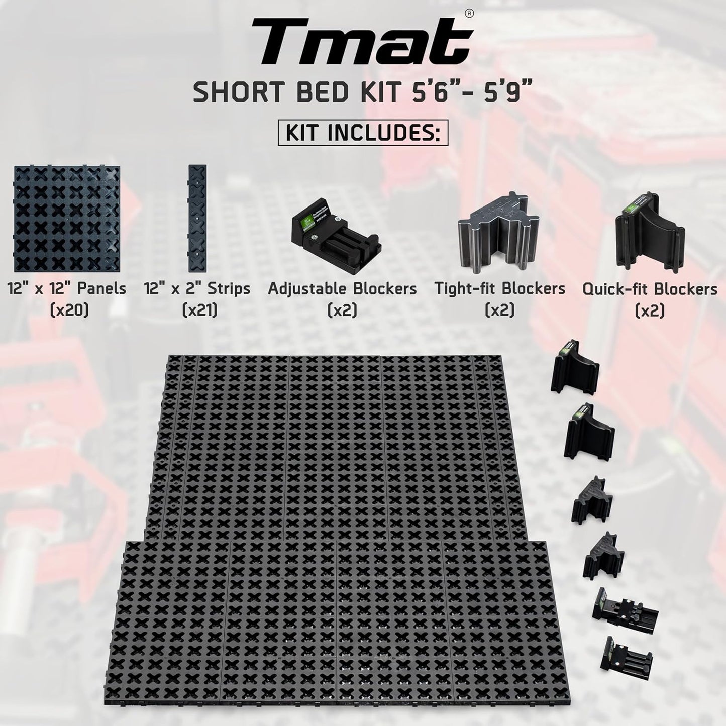 Tmat Truck Bed Organizer Slide Out Mat | Universal Fit for Short Beds 5'6" to 5'9"
