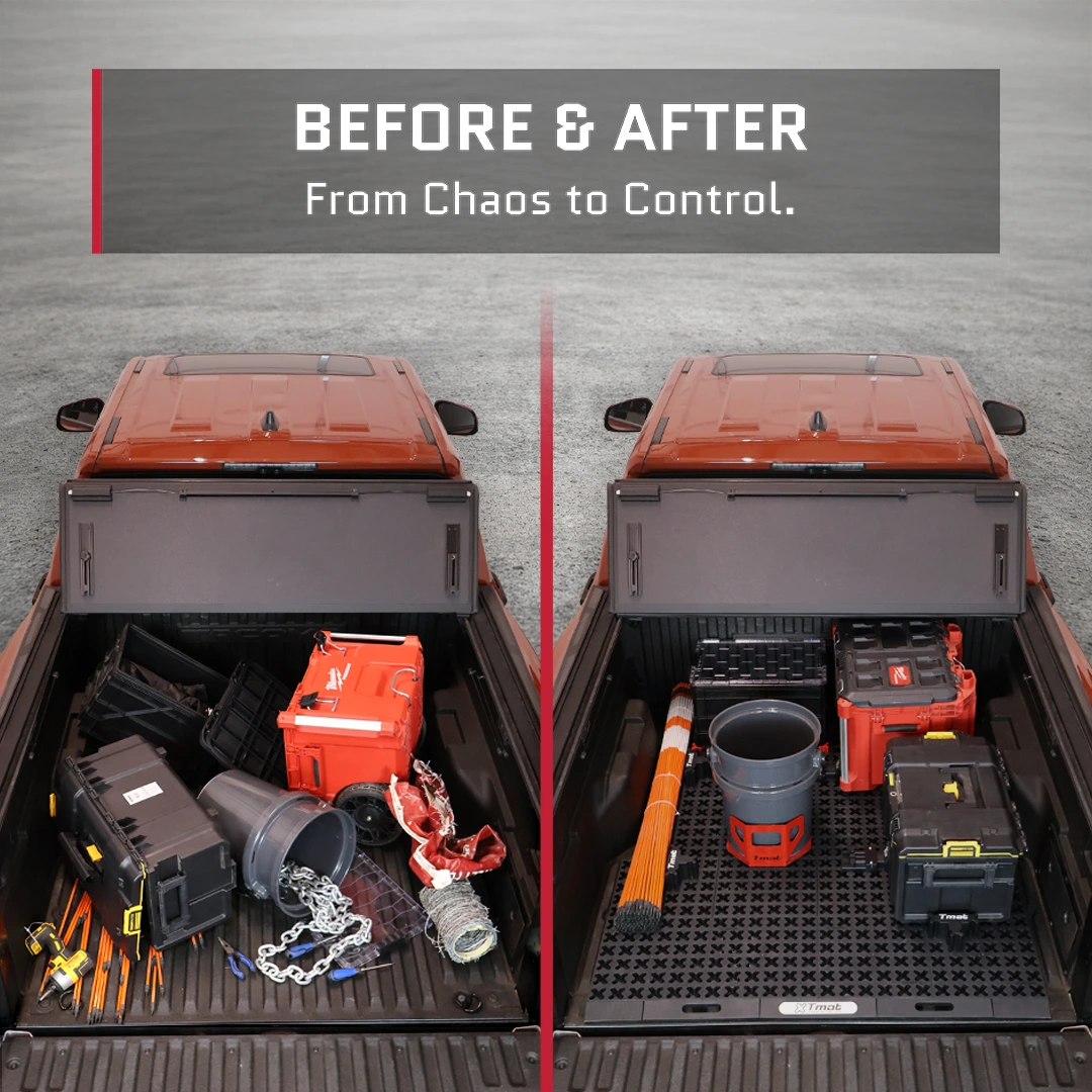 Tmat Truck Bed Organizer Slide Out Mat | Universal Fit for Long Beds 8' to 8'2"